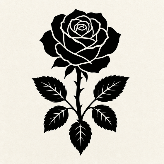 Clean black rose stencil